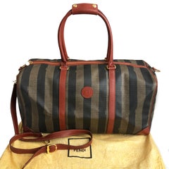 Vintage Fendi Pequin Duffle Bag Stripe Travel Bag Carry On 80s