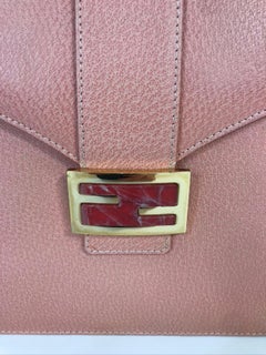 Vintage Fendi Pink Leather Top Handle Bag with Marble