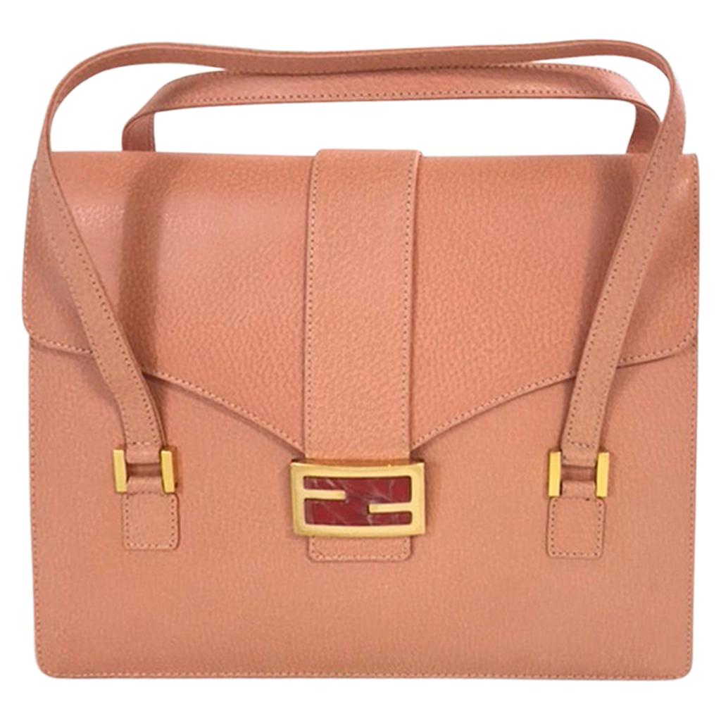 Vintage Fendi Pink Leather Top Handle Bag with Marble