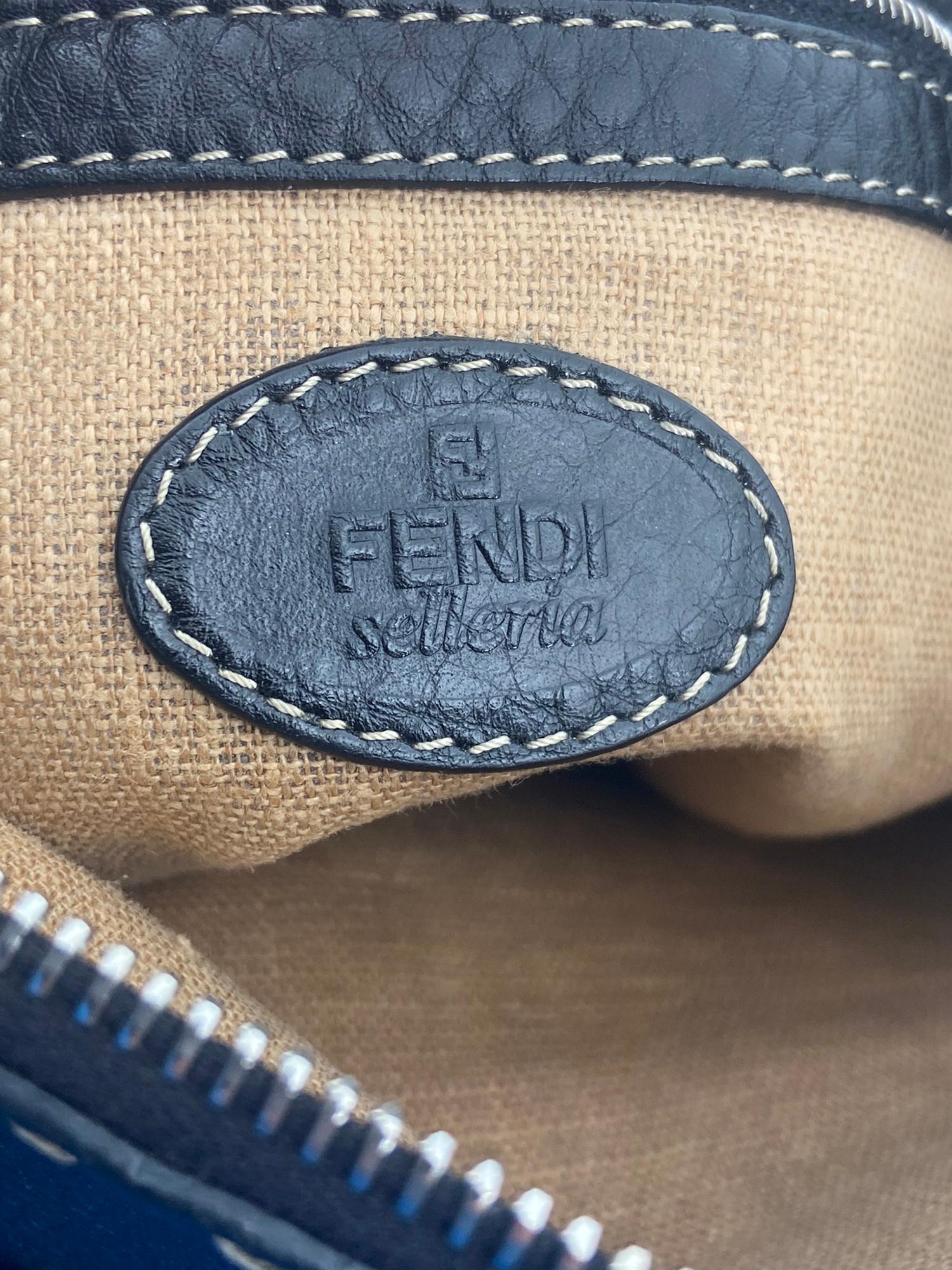 Women's or Men's Vintage FENDI Selleria Cross Body Messenger Bag Large Black Leather Numbered 