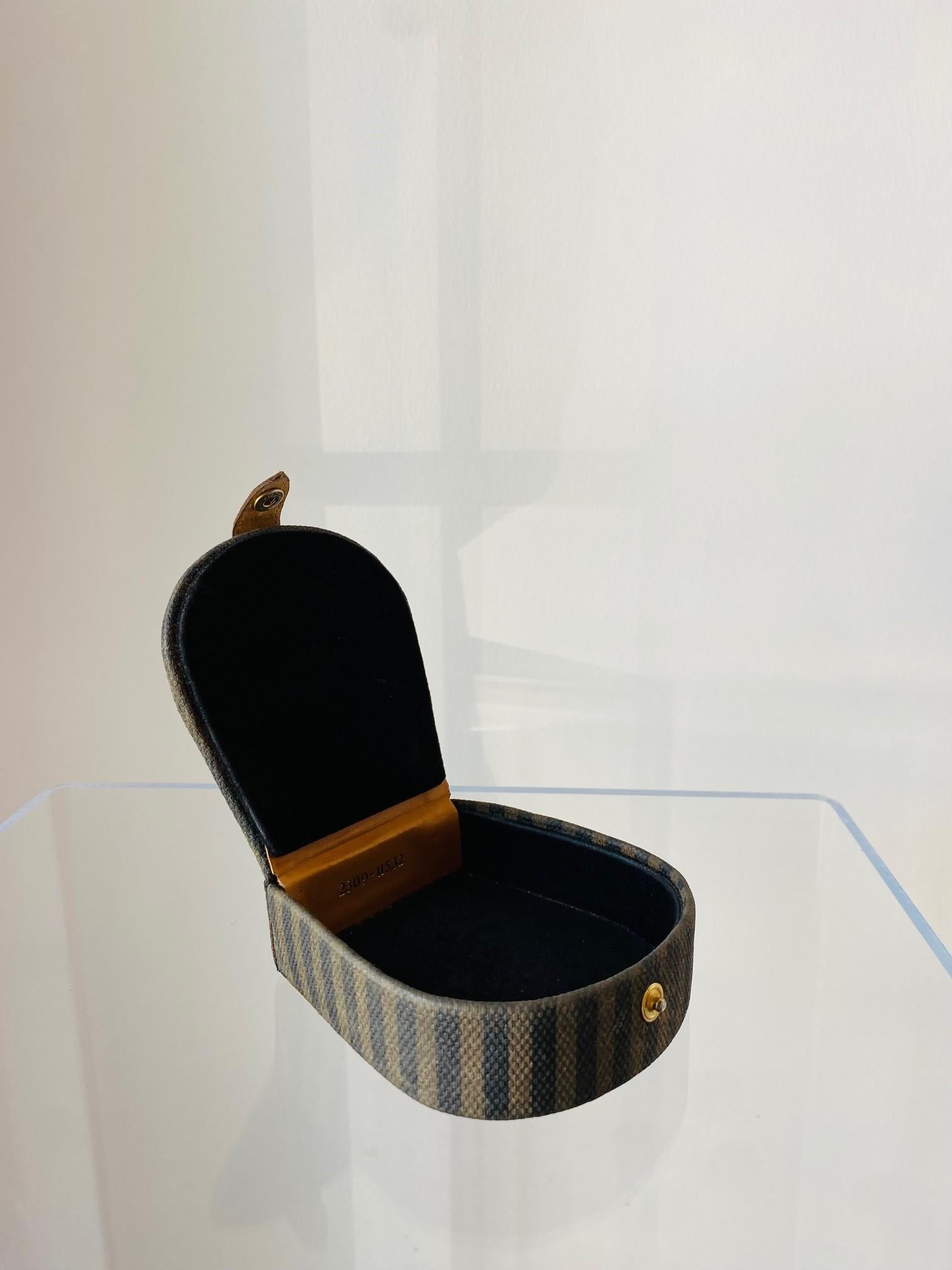 Modern Vintage Fendi Pequin Stripe Trinket Box For Sale