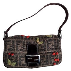 Vintage FENDI wool zucca embroidered baguette