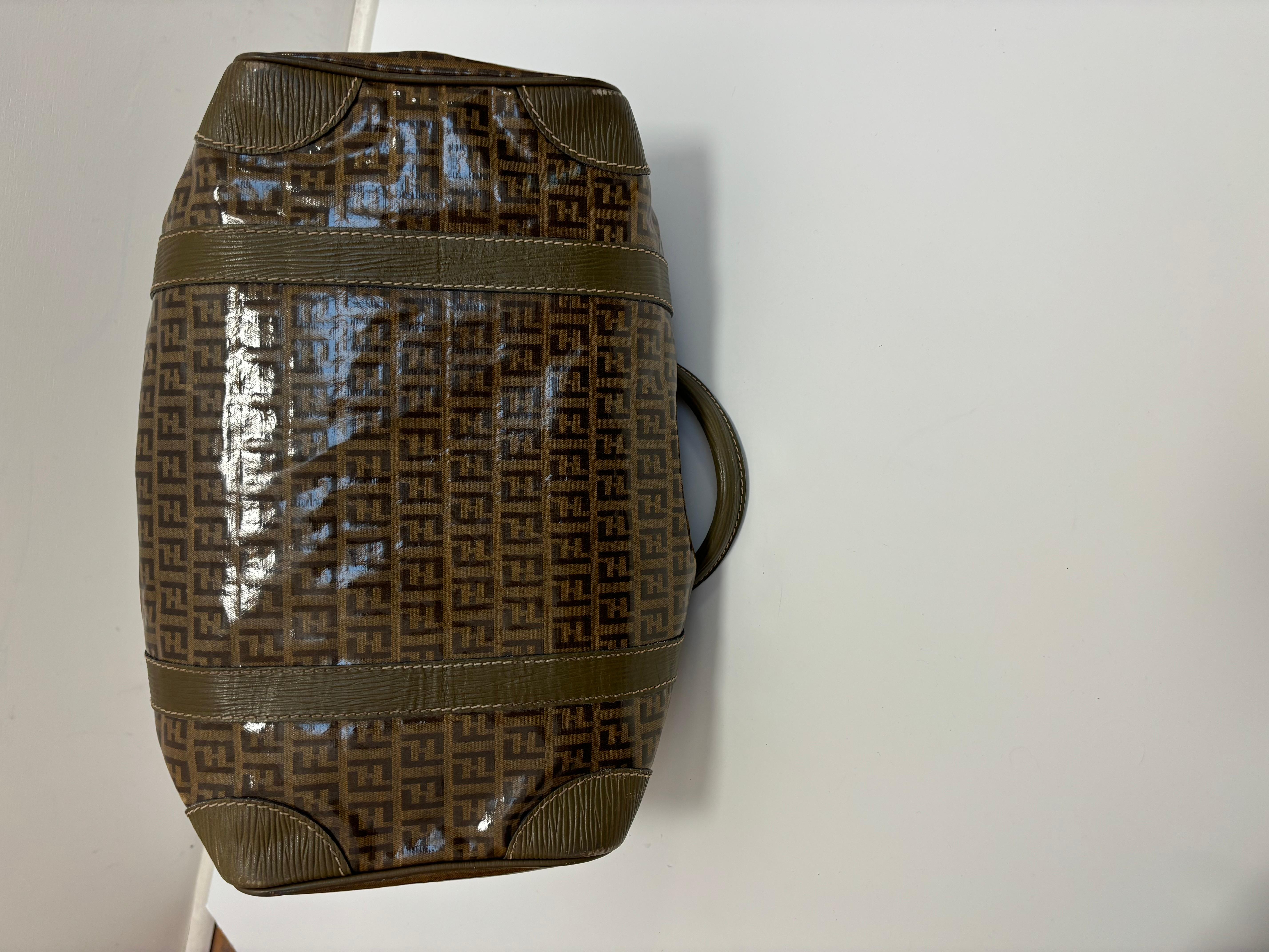 Black Vintage   FENDI Zucca Boston Bag For Sale
