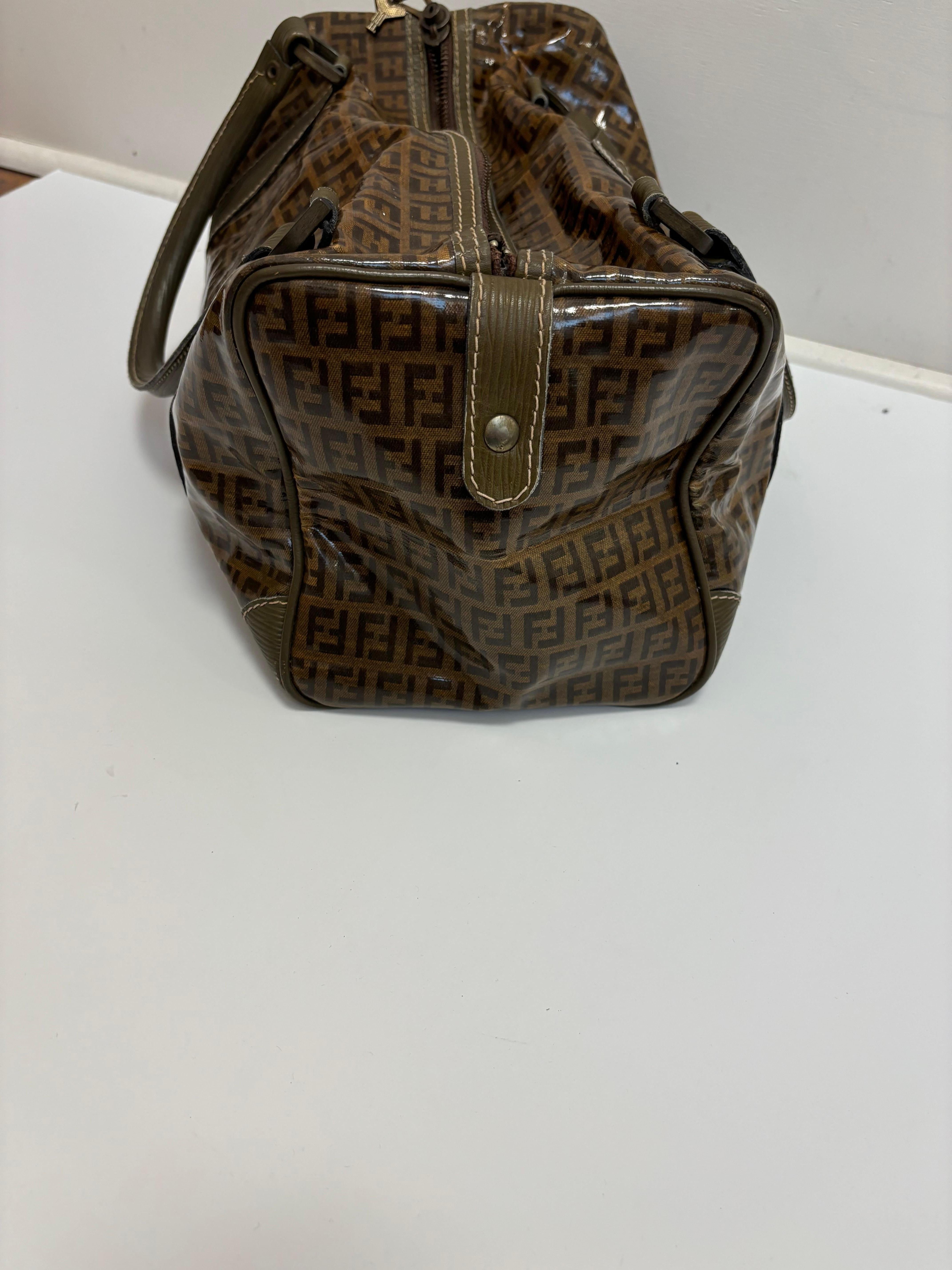 Vintage   FENDI Zucca Boston Bag In Good Condition For Sale In Port Hope, ON