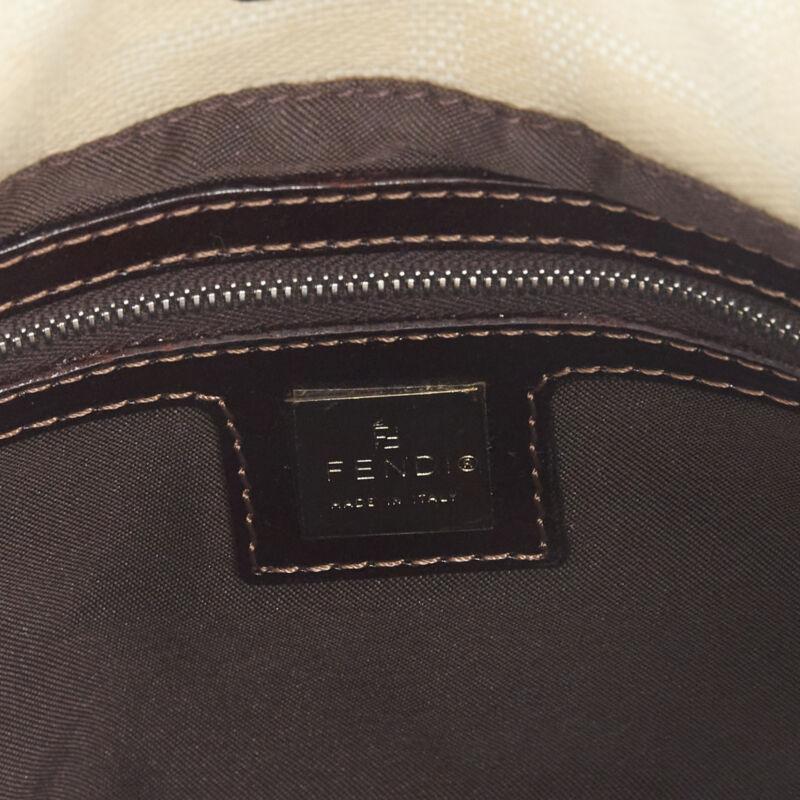 Sac fourre-tout FENDI Zucca FF Monogram beige toile cuir des années 90 en vente 6