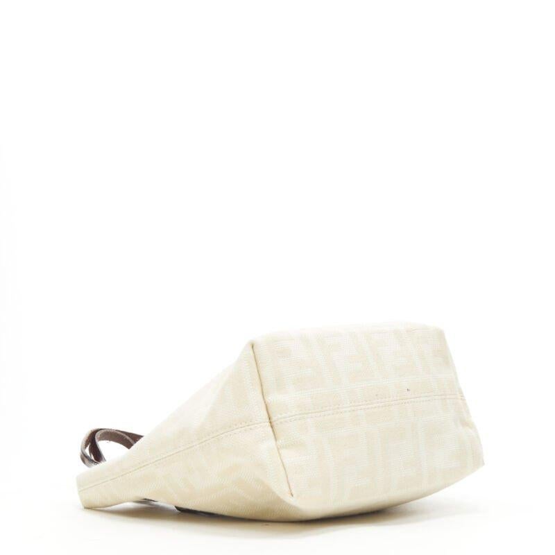 Sac fourre-tout FENDI Zucca FF Monogram beige toile cuir des années 90 en vente 1