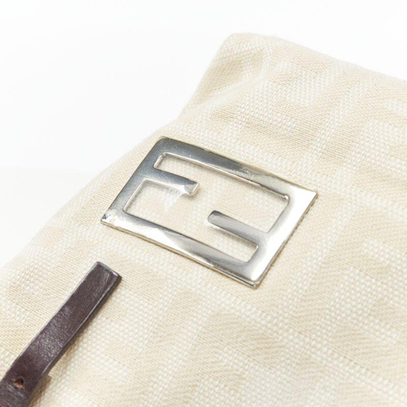 Sac fourre-tout FENDI Zucca FF Monogram beige toile cuir des années 90 en vente 2
