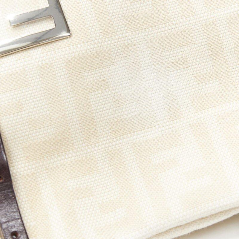 Sac fourre-tout FENDI Zucca FF Monogram beige toile cuir des années 90 en vente 4