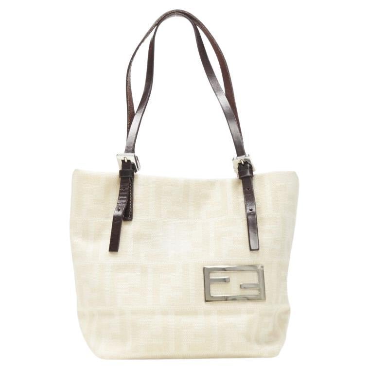 vintage FENDI Zucca FF Monogram beige canvas leather 90's top handle tote bag