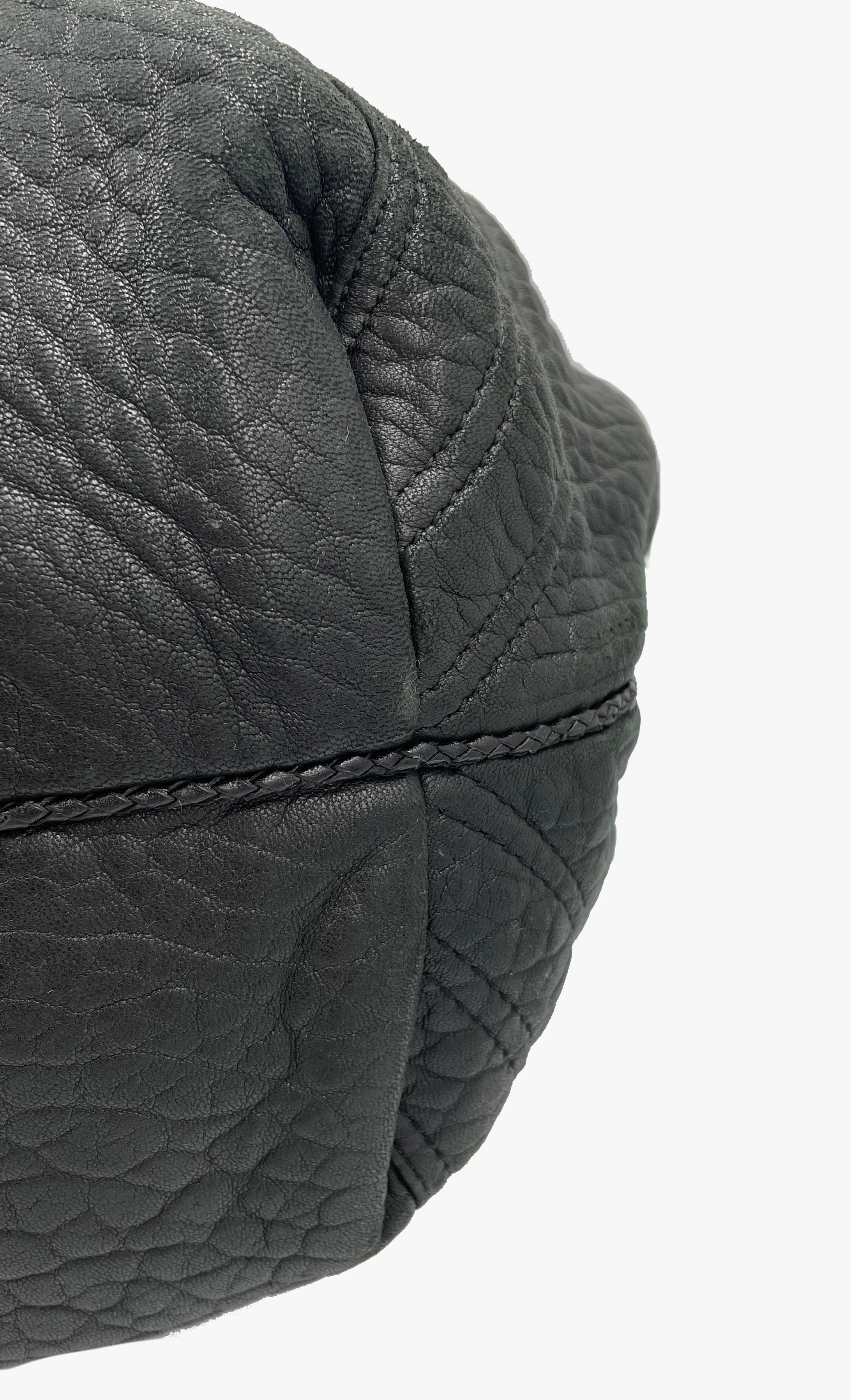 Vintage Fendi Zucca Spion (Spy) black leather bag, 2000s For Sale 1
