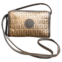 Vintage FENDI Zucchino Laminated Canvas Mini Crossbody Bag