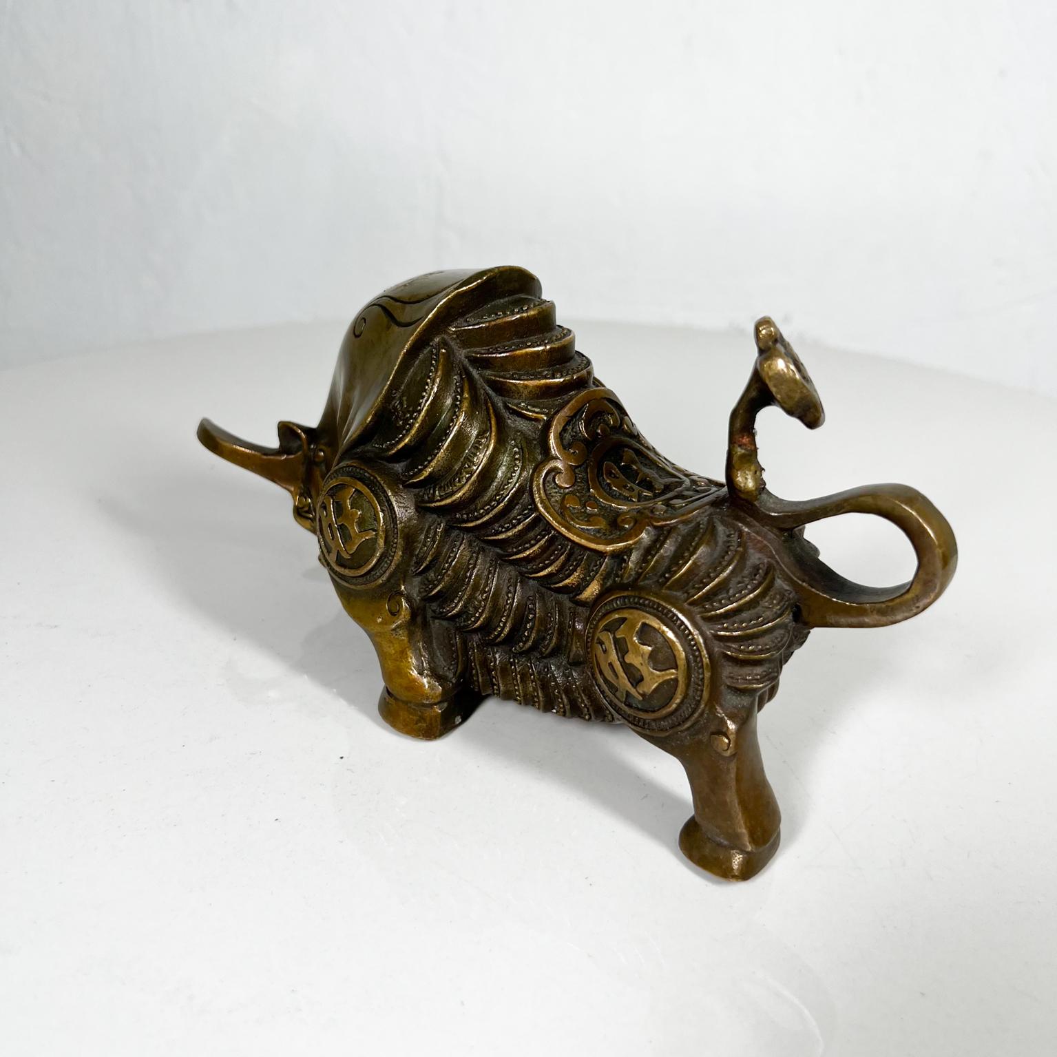 Vintage Feng Shui Gilt Bronze Bull Ox Money Figurine In Good Condition For Sale In Chula Vista, CA