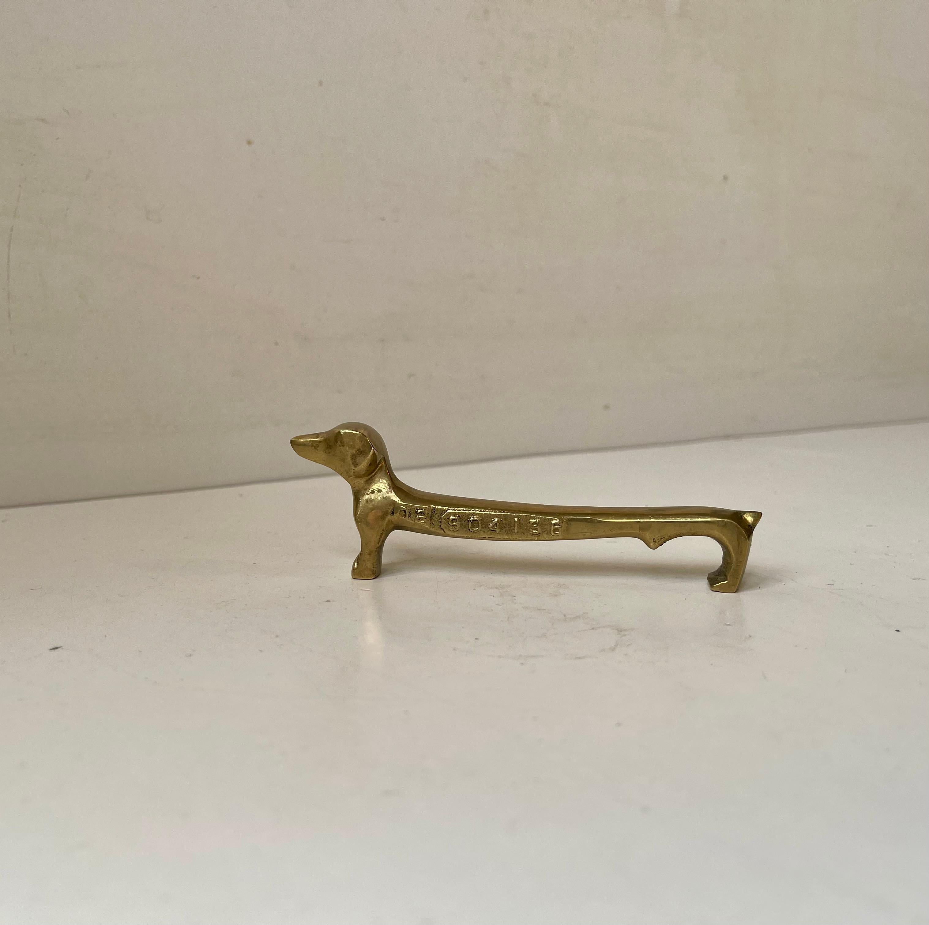 European Vintage Feni Dachshund Bottle Opener in Brass