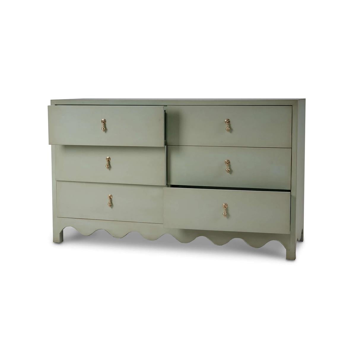 Country Vintage Fennel Green Dresser For Sale