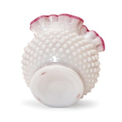 Vintage Fenton-Attributed Wild Rose Overlay Hobnail Milk Glass Rose Bowl