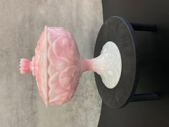 Vintage Fenton footed pink and white candy dish Roselene Water Lily