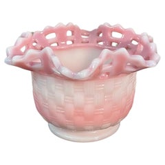 Vintage Fenton Rosalene Pink and White Bowl