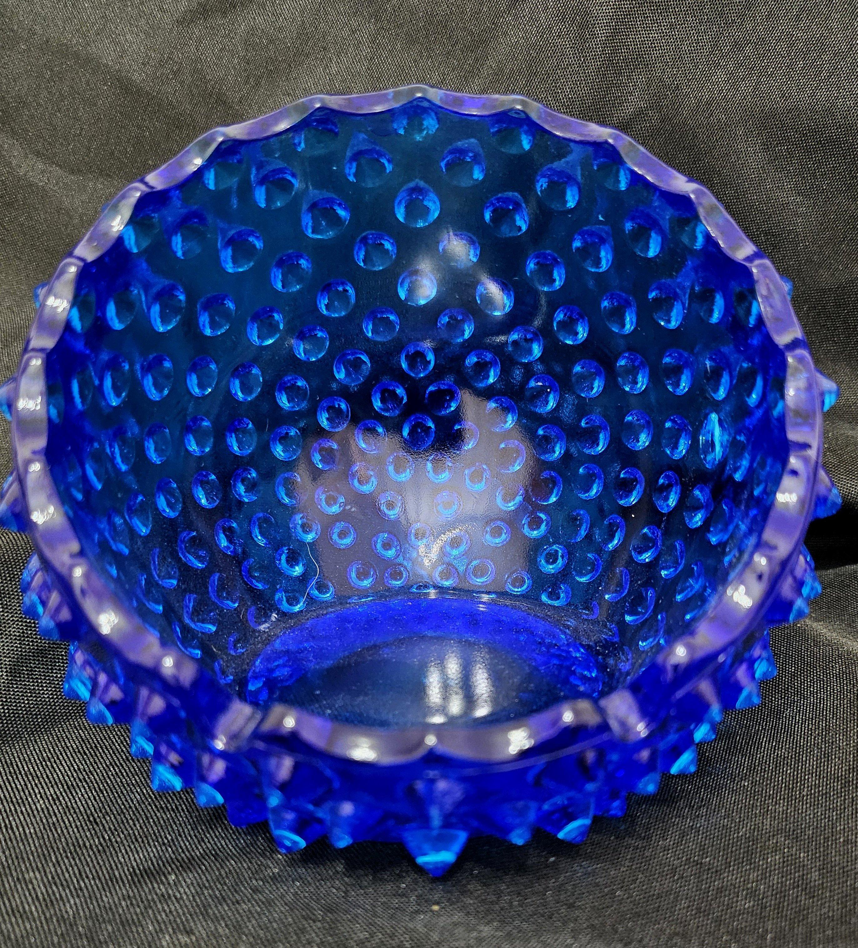 Vintage Fenton Royal Blue Hobnail Orb, Ball-Shaped Ashtray / Bowl / Vessel In Good Condition For Sale In Warrenton, OR