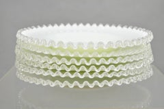 Vintage Fenton Silver Crest 12" Milk Glass Ruffled Edge Plate Platter - Set of 6