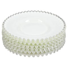 Vintage Fenton Silver Crest 12" Milk Glass Ruffled Edge Plate Platter - Set of 6
