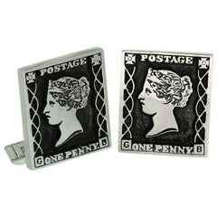 Fenwick & Sailors Boutons de manchette vintage « One Penny » en argent sterling