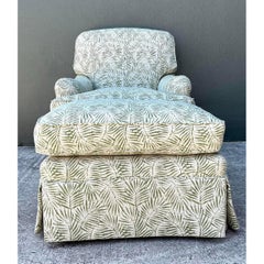 Vintage Fern Print Lounge Chair and Ottoman