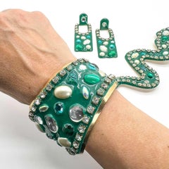 Vintage Fernellas Jools NYC Oversized Snake Brooch, Cuff & Earrings 1980s