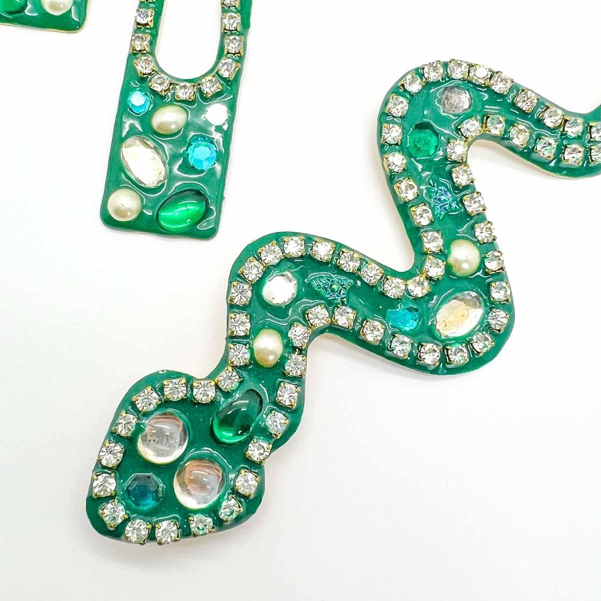 Vintage Fernellas Jools NYC Oversized Snake Brooch, Cuff & Earrings 1980s In Excellent Condition For Sale In Wilmslow, GB