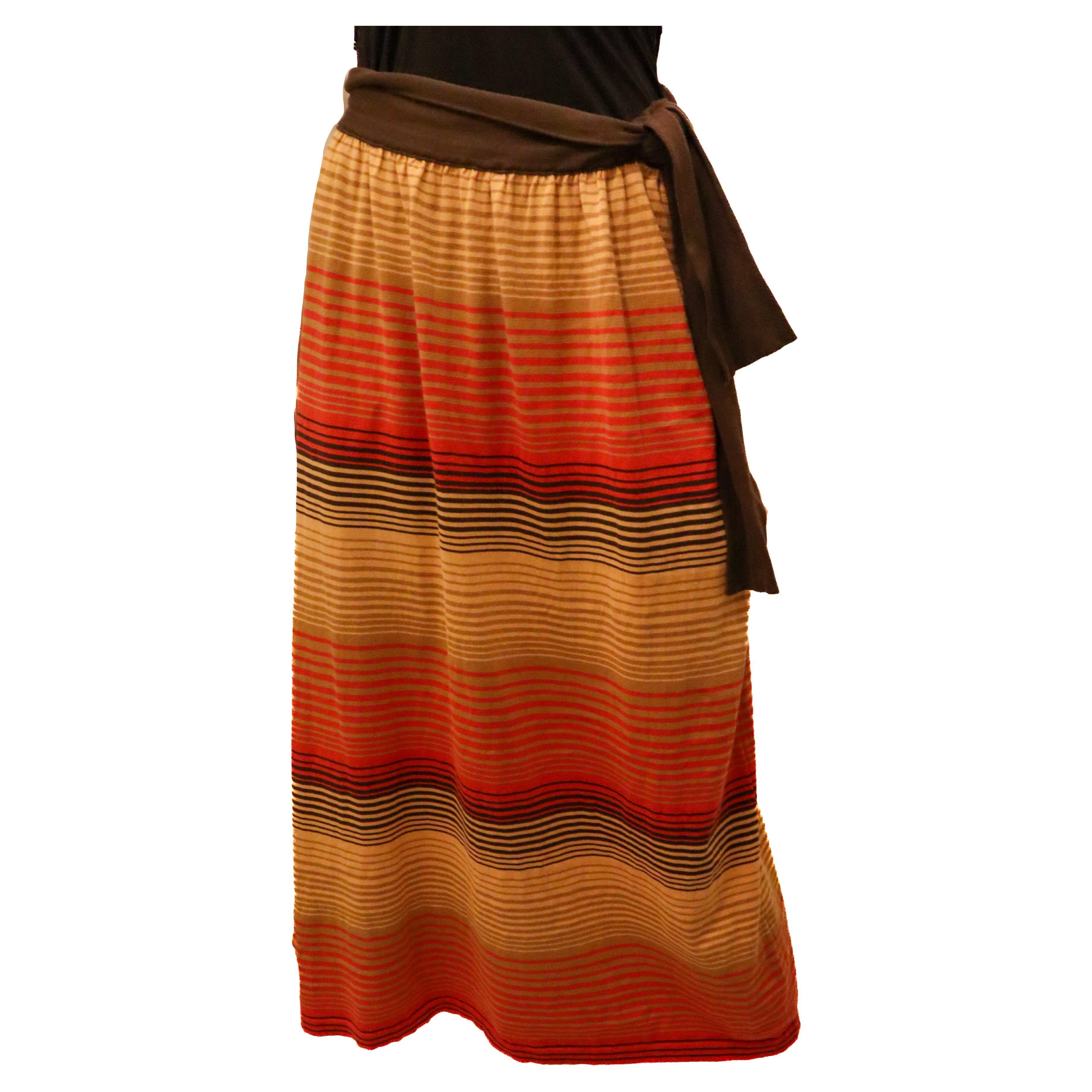 Vintage Ferragamo Stripe Skirt For Sale