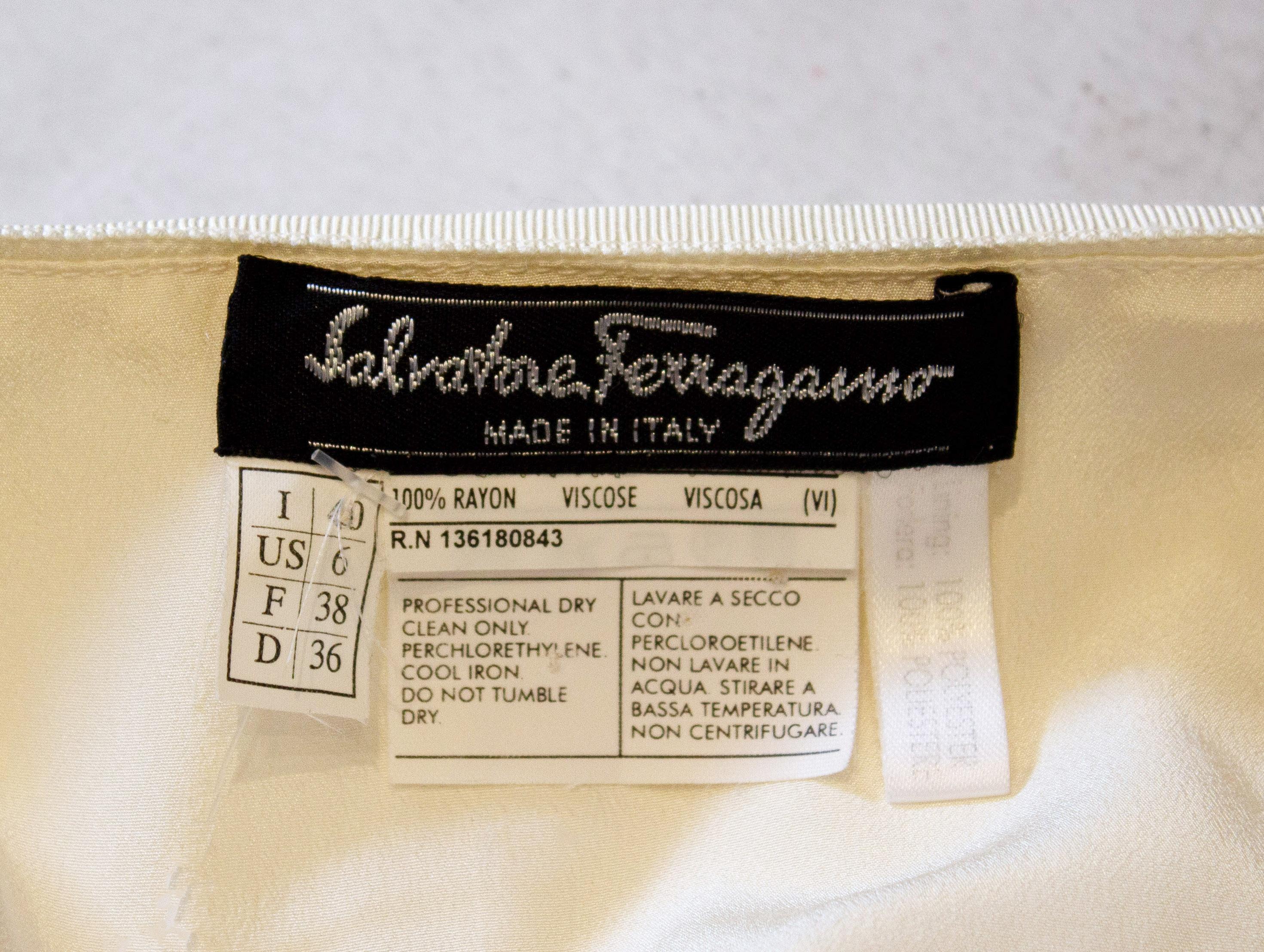 Gray Vintage Ferragamo White Skirt For Sale