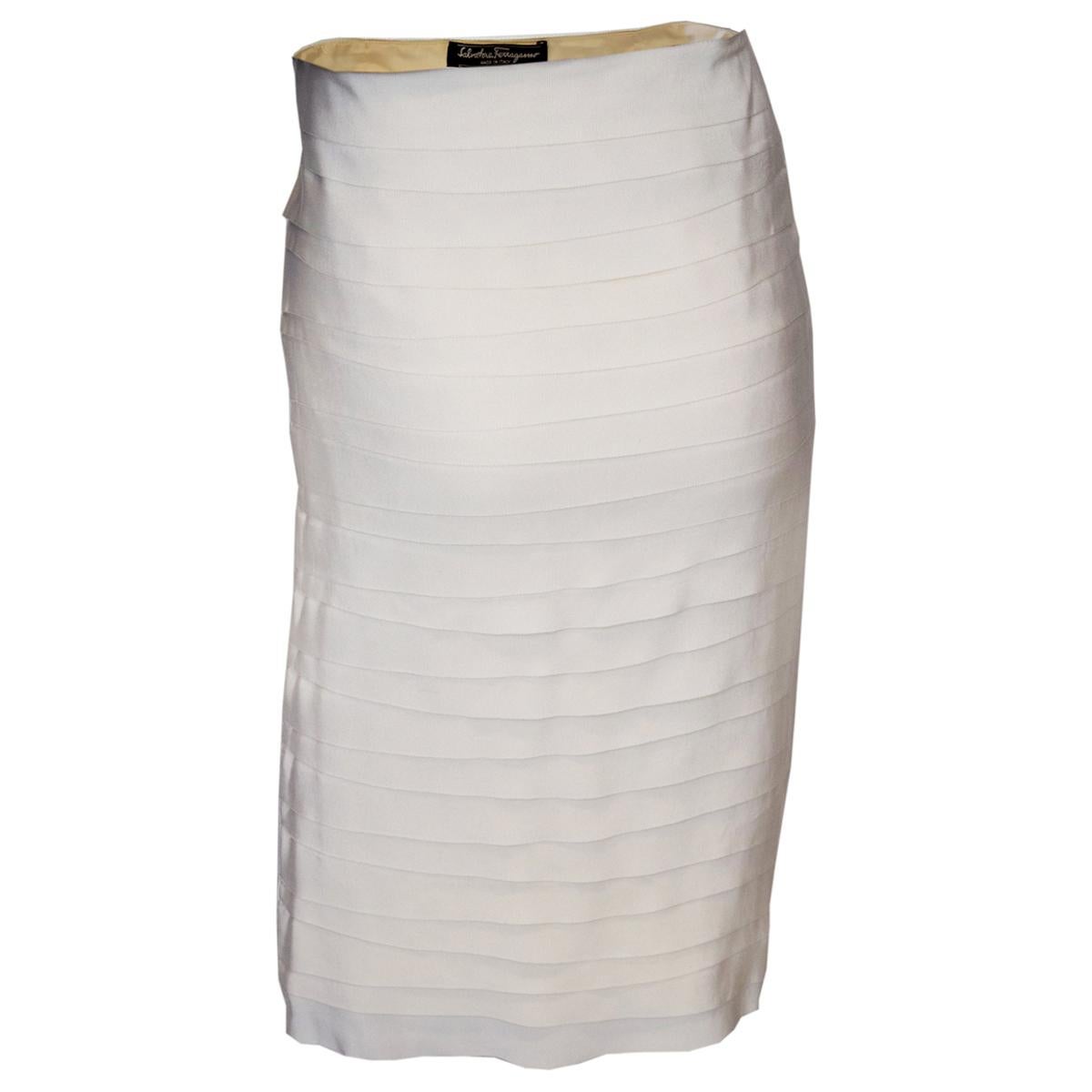 Vintage Ferragamo White Skirt For Sale