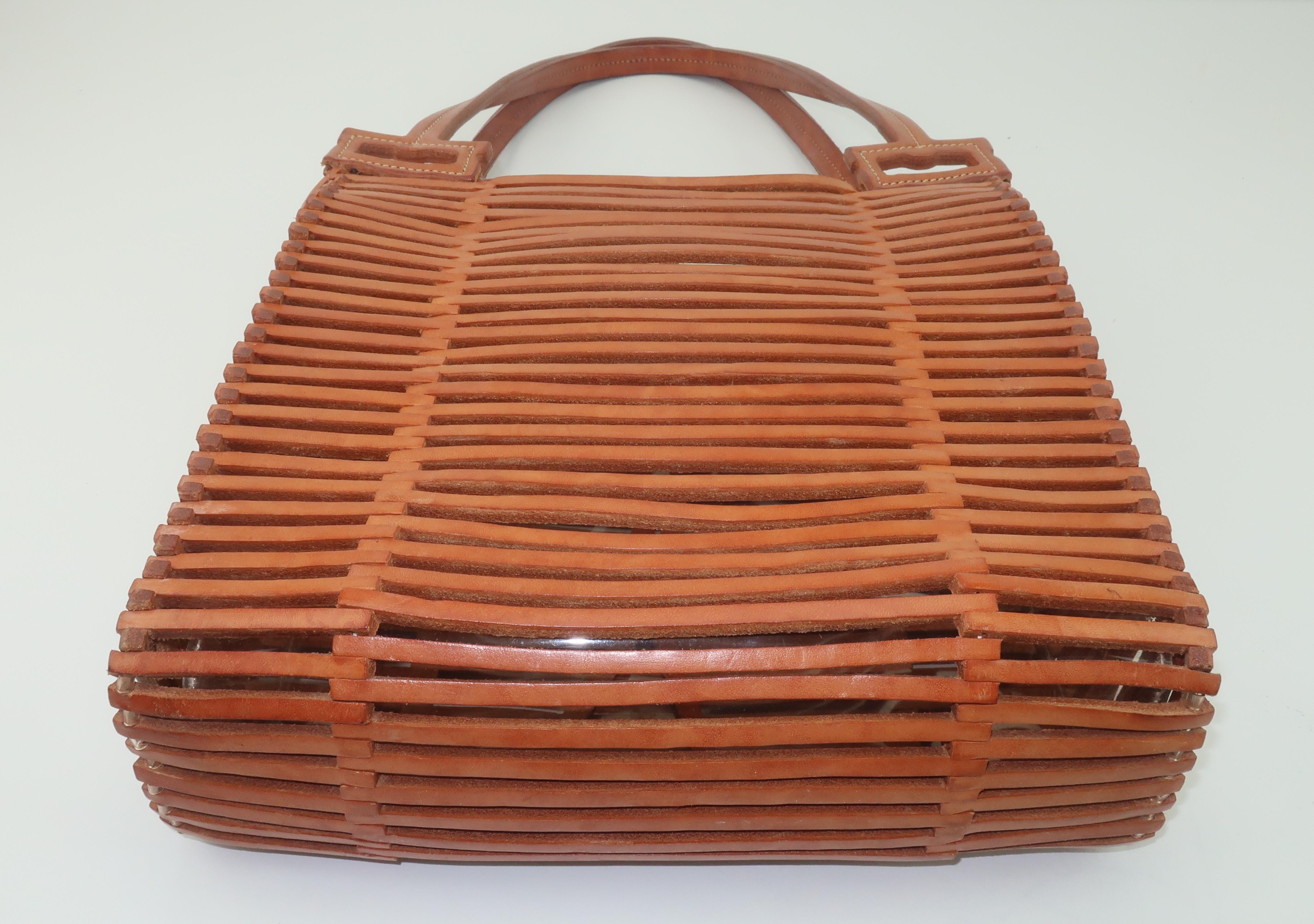 Vintage Ferragamo gewebtes Leder Tote Stil Handtasche im Zustand „Gut“ in Atlanta, GA