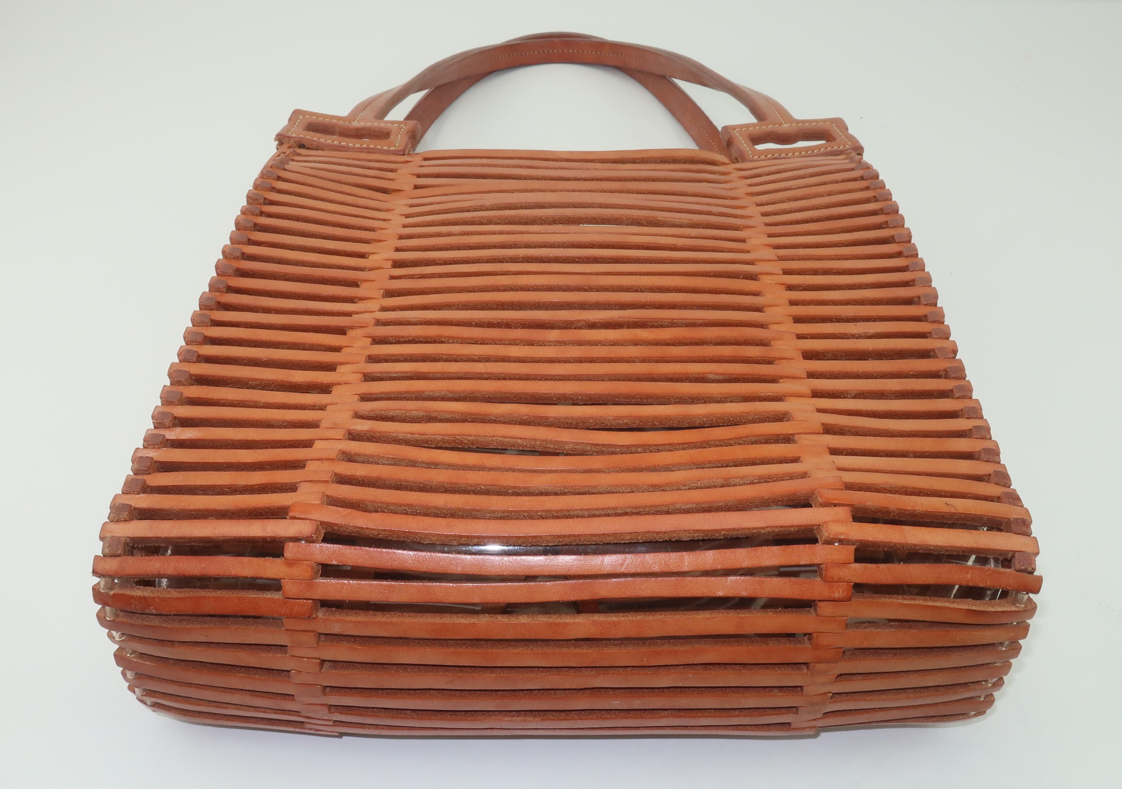 woven leather tote bag