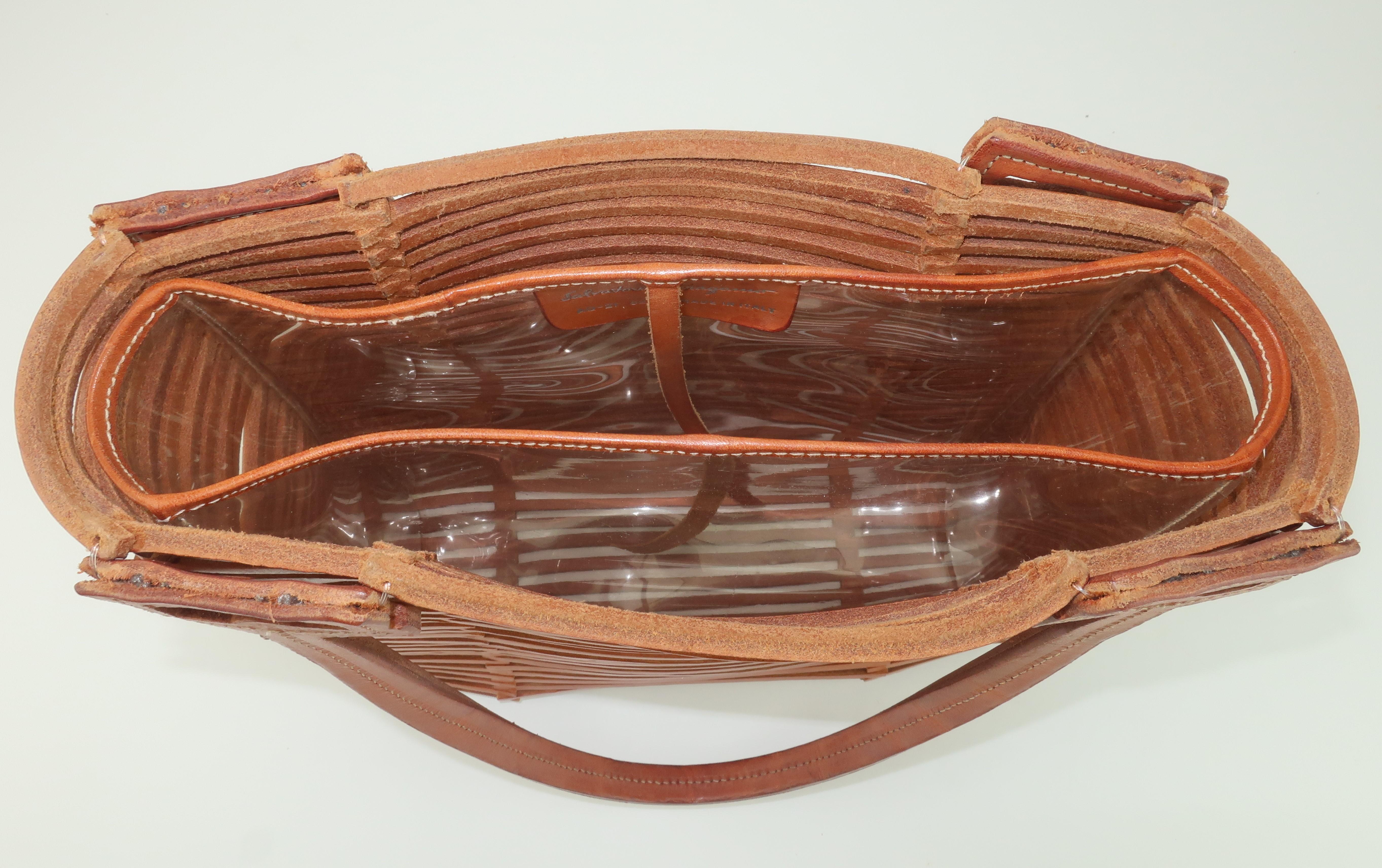 Vintage Ferragamo gewebtes Leder Tote Stil Handtasche 2