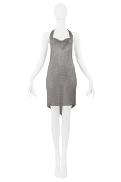 Vintage Ferrara Chainmail Metal Disco  Dress with Labradorite Stones 1980s