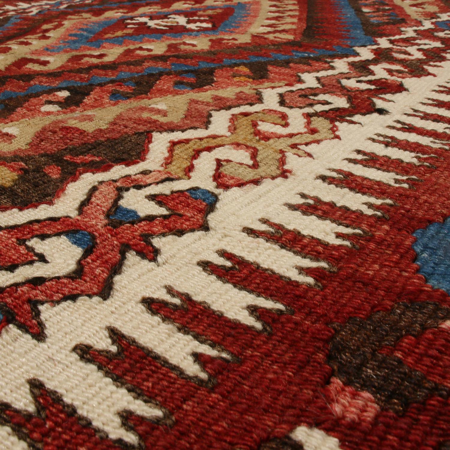Turkish Vintage Fetiye Crimson Wool Kilim Rug For Sale