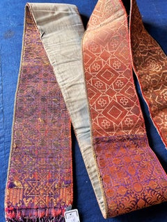 Ceinture de mariage vintage « hizam » de Fès, Maroc, en brocart doré et argenté, années 1800