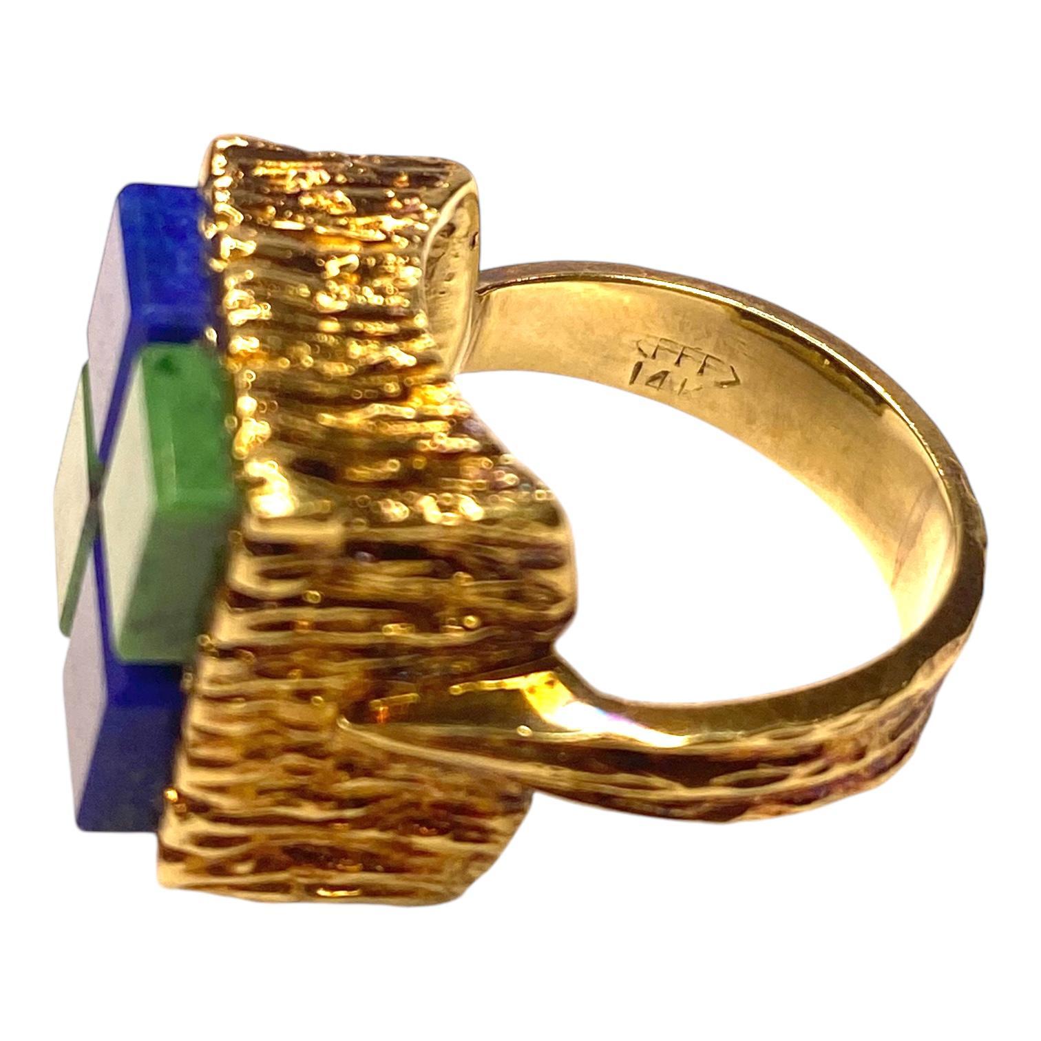 Women's Vintage FF Felger 14K Lapis Lazuli and Turquoise Ring