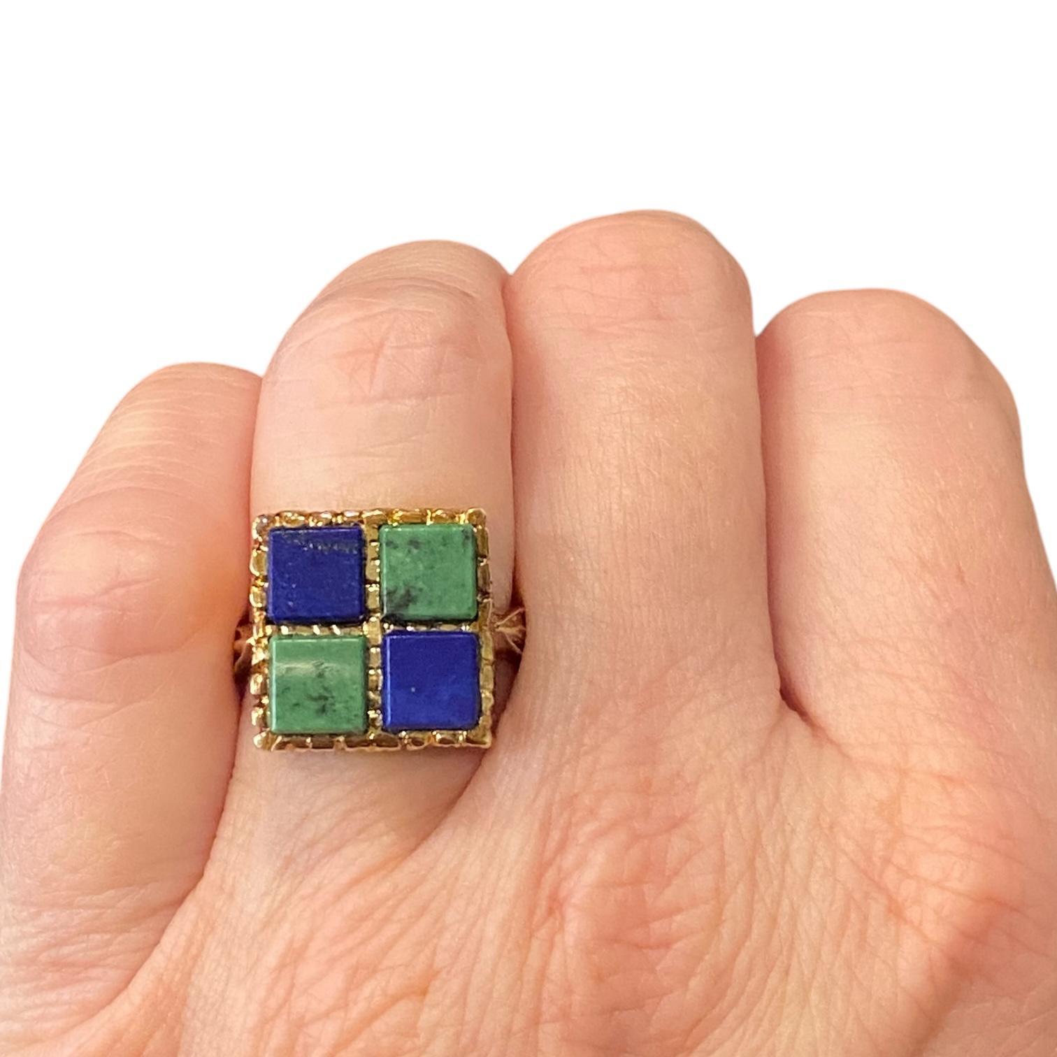 Vintage FF Felger 14K Lapis Lazuli and Turquoise Ring 1