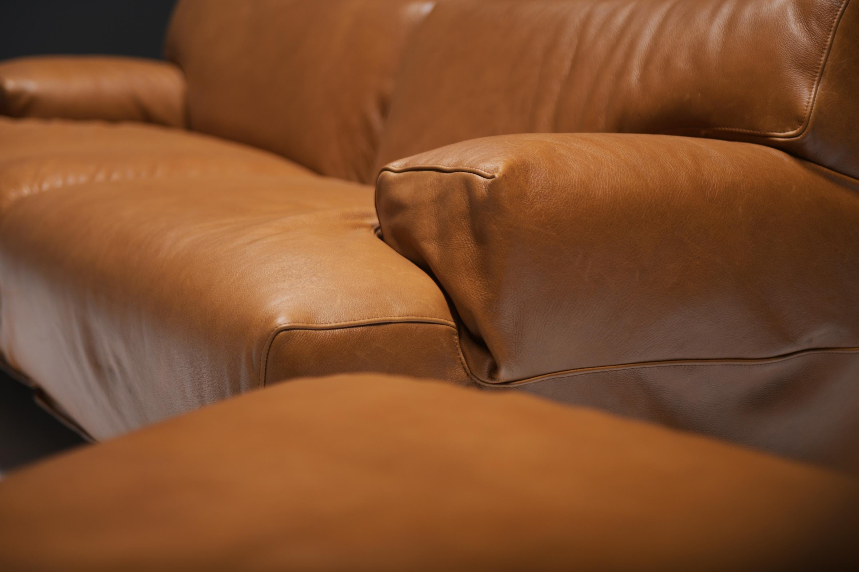 Vintage Fiandra modular sofa in cognac leather by Vico Magistretti for Cassina. 9