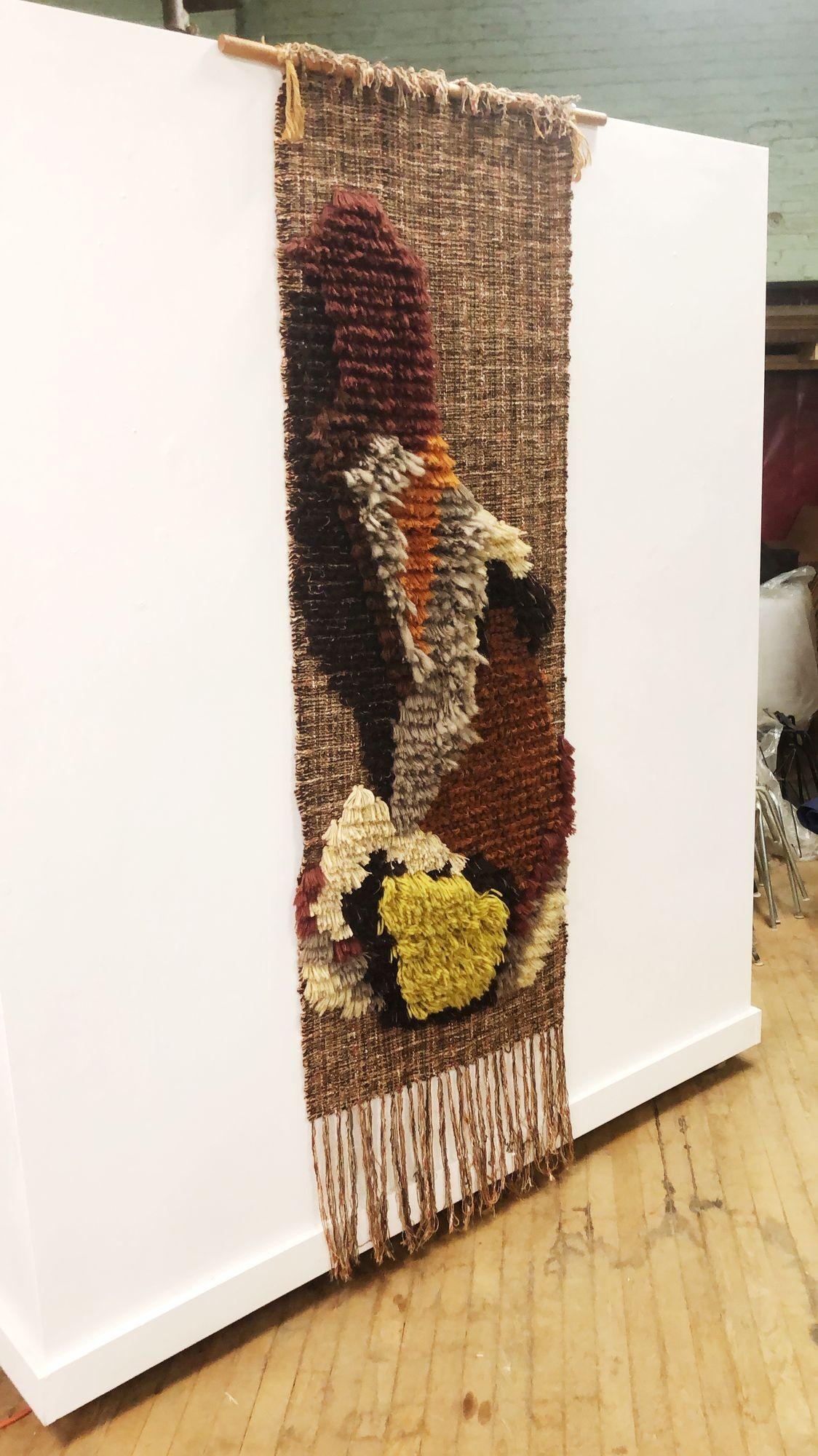 Vintage Fiber Art Woven Wandbehang im Zustand „Gut“ im Angebot in Grand Rapids, MI