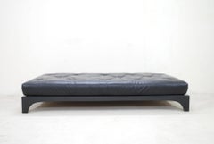Vintage Fiberglass Black Leather Daybed