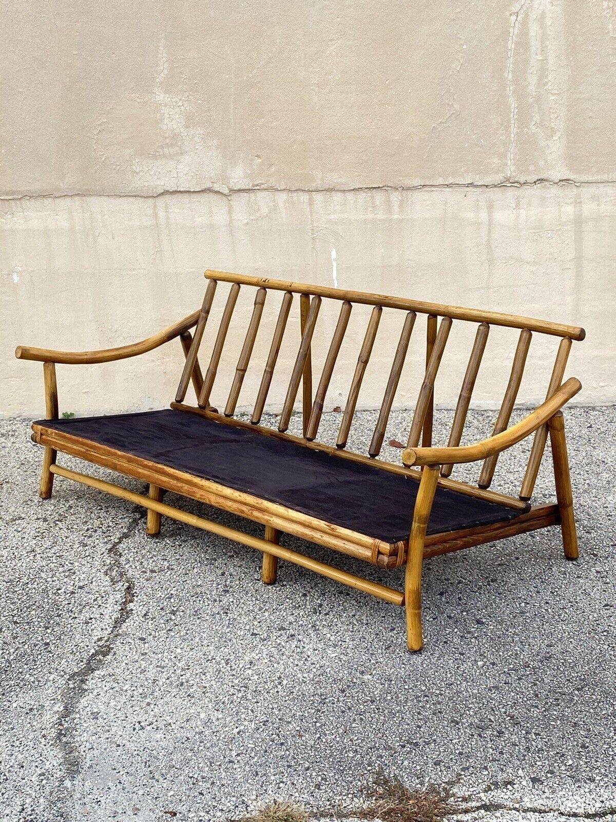 Vintage Ficks Reed Bamboo Rattan Tiki Sofa Set with Lounge Chairs - 3 Pc Set For Sale 5