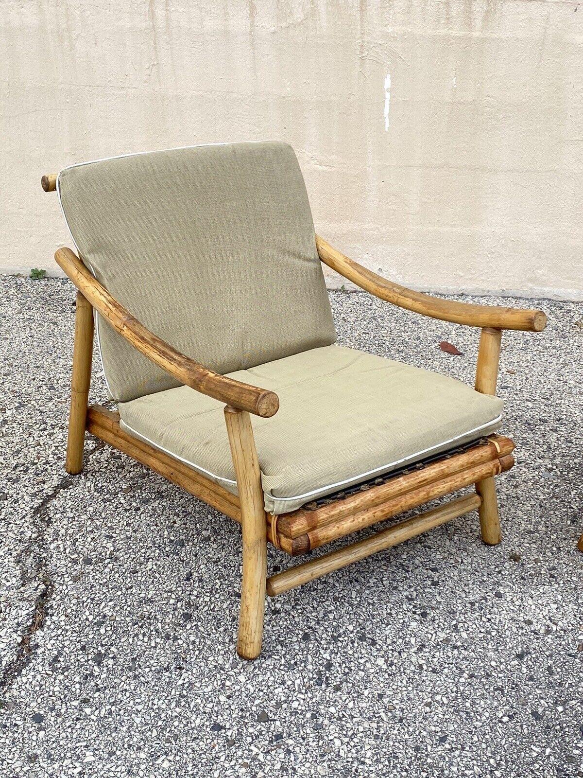 Vintage Ficks Reed Bamboo Rattan Tiki Sofa Set with Lounge Chairs - 3 Pc Set For Sale 2