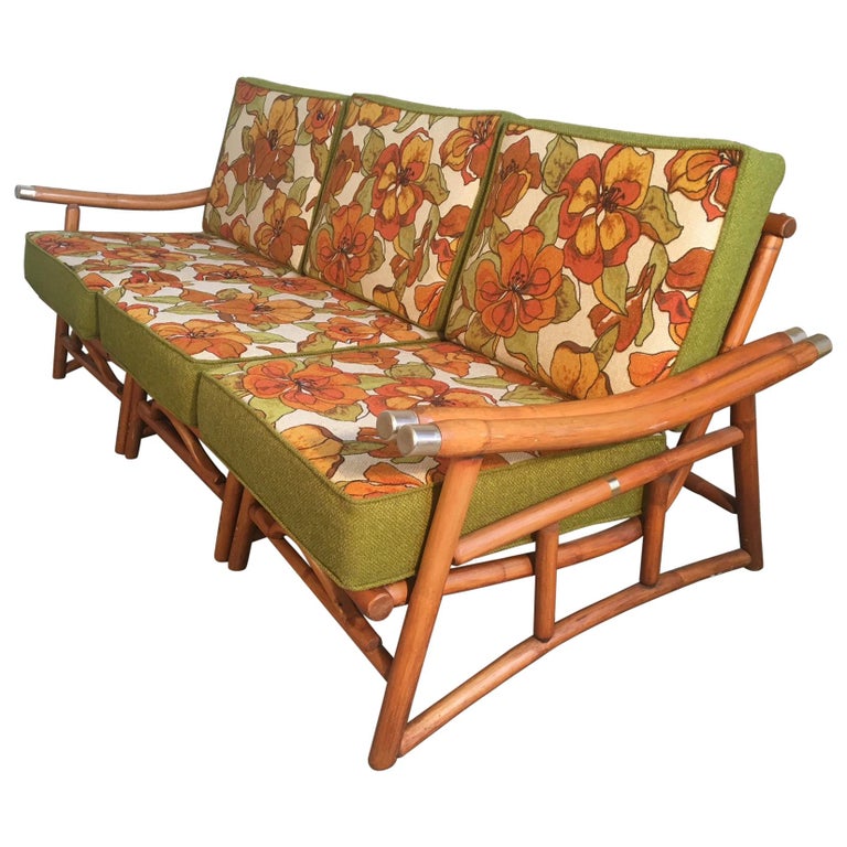 Vintage Ficks Reed Bamboo Sectional Sofa at 1stDibs | vintage bamboo couch,  ficks reed sofa