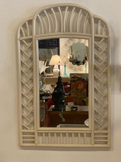 Miroir mural festonné en arc de cercle en rotin Ficks Reed de style Chippendale chinois vintage