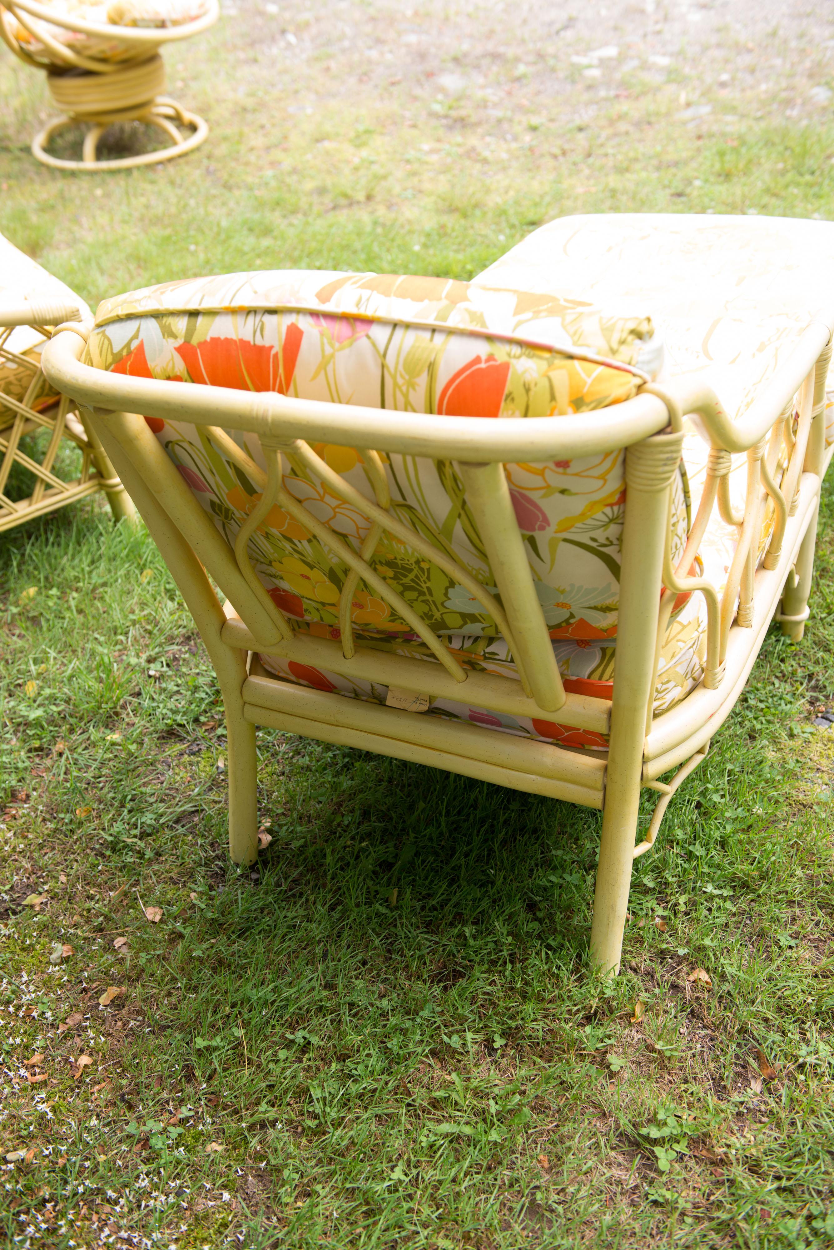 Chaise longue vintage Ficks Reed Chinoiserie bambou style bambou Bon état - En vente à Stamford, CT
