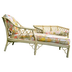 Vintage Ficks Reed Chinoiserie Bamboo Style Chaise Longue