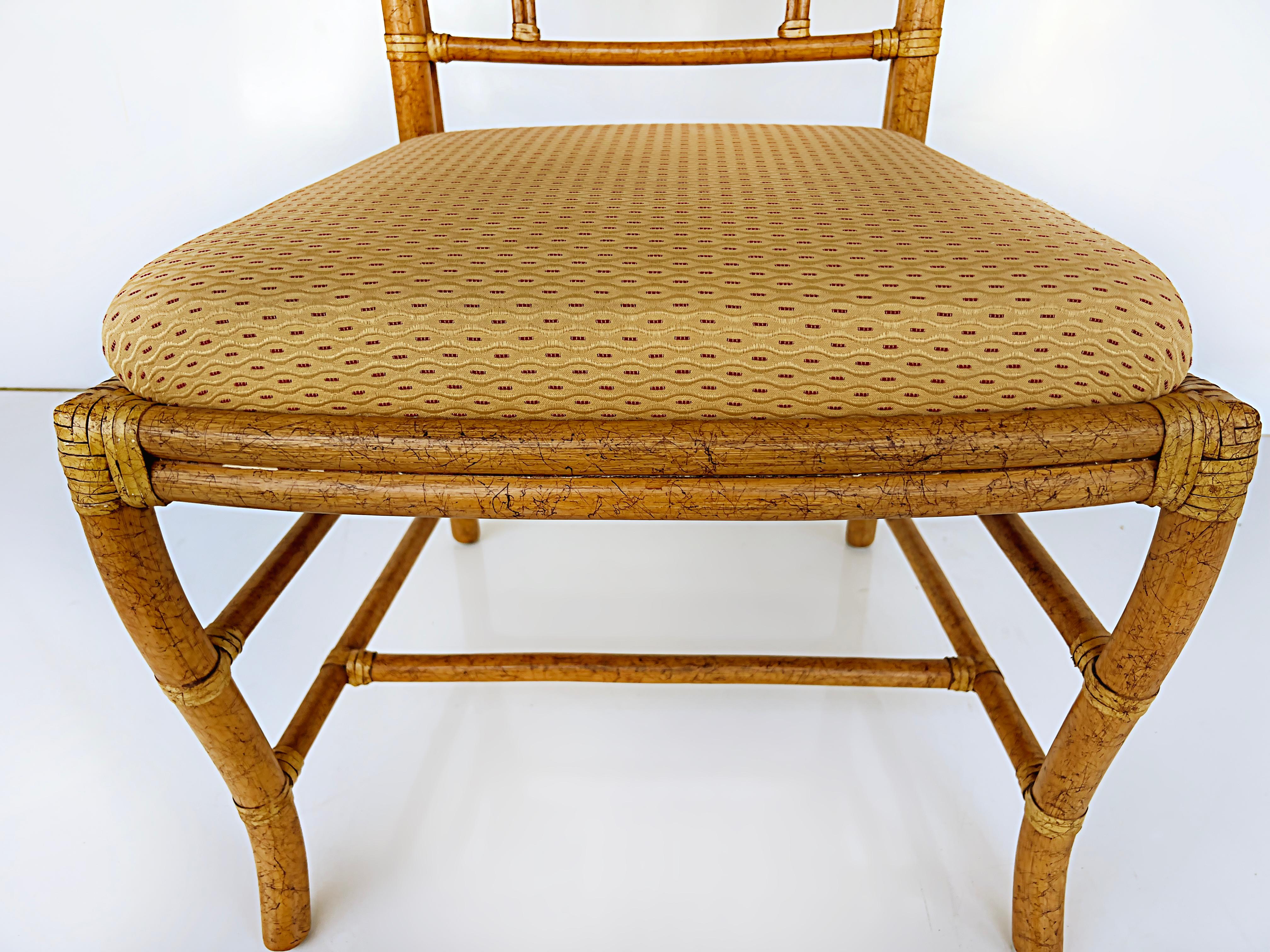 Vintage Ficks Reed Chinoiserie Rattan Dining Chairs, Set of 6 For Sale 6
