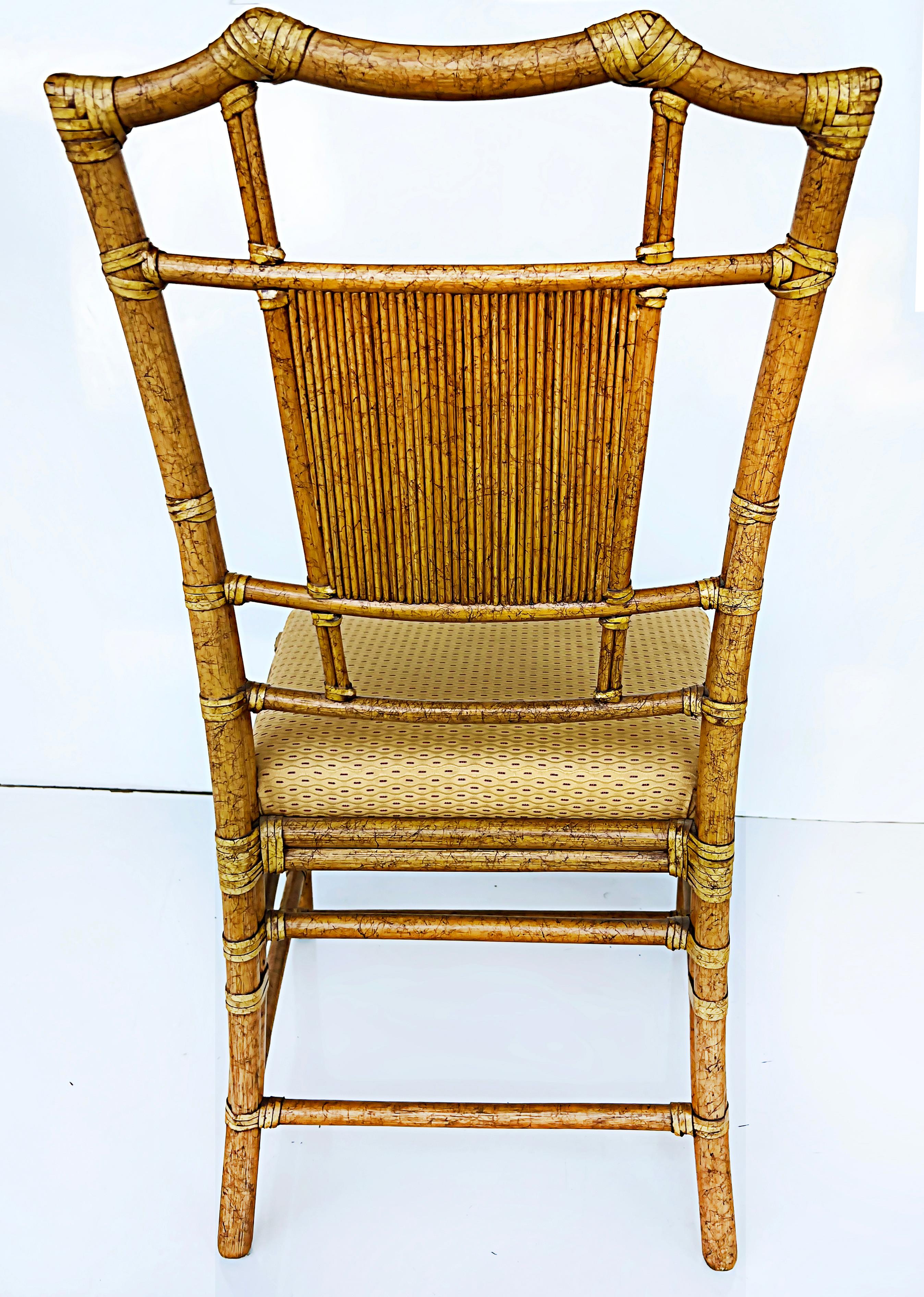 Vintage Ficks Reed Chinoiserie Rattan Dining Chairs, Set of 6 For Sale 2